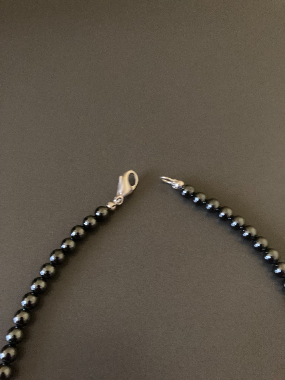 Danish Silver Pendant on Hematite Necklace. 1960s. View V
