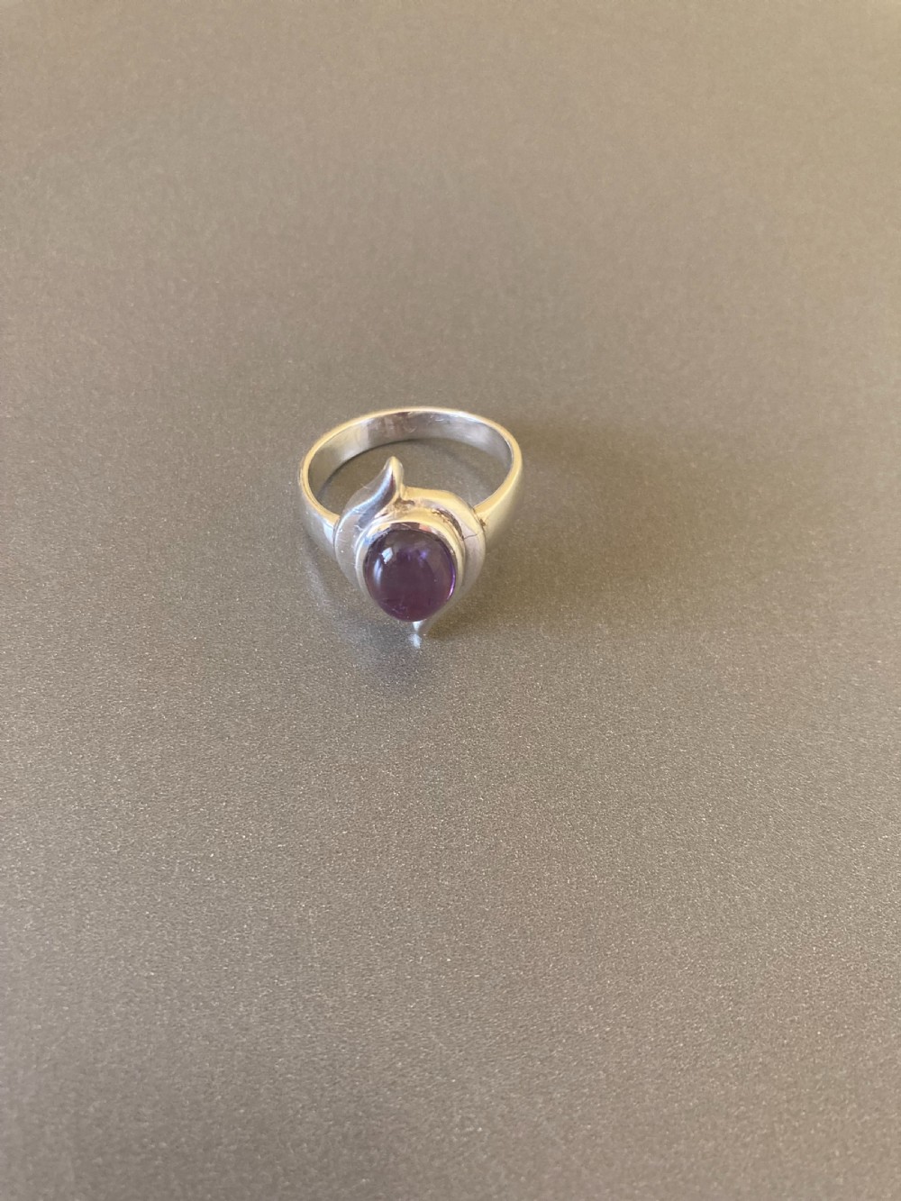 Danish Silver Ring with Amethyst. 1960s. View II