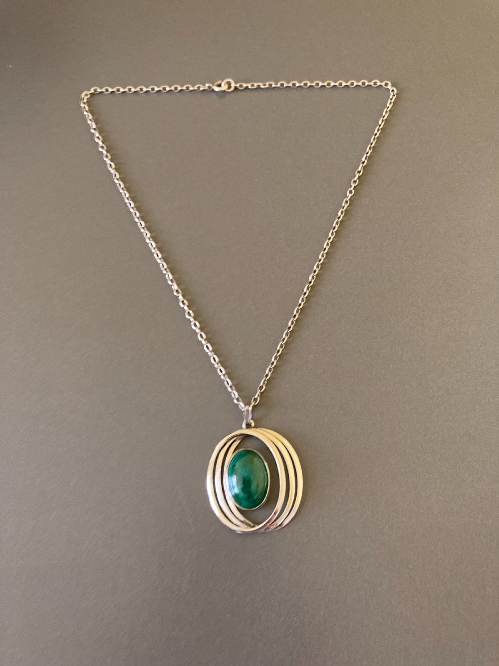 Danish Silver Pendant with Agate. 1960s.