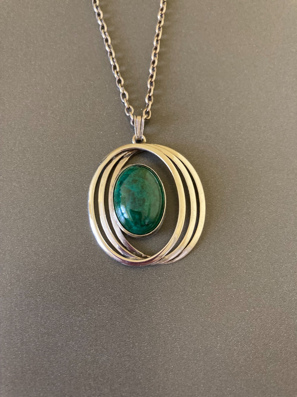 Danish Silver Pendant with Agate. 1960s. View II