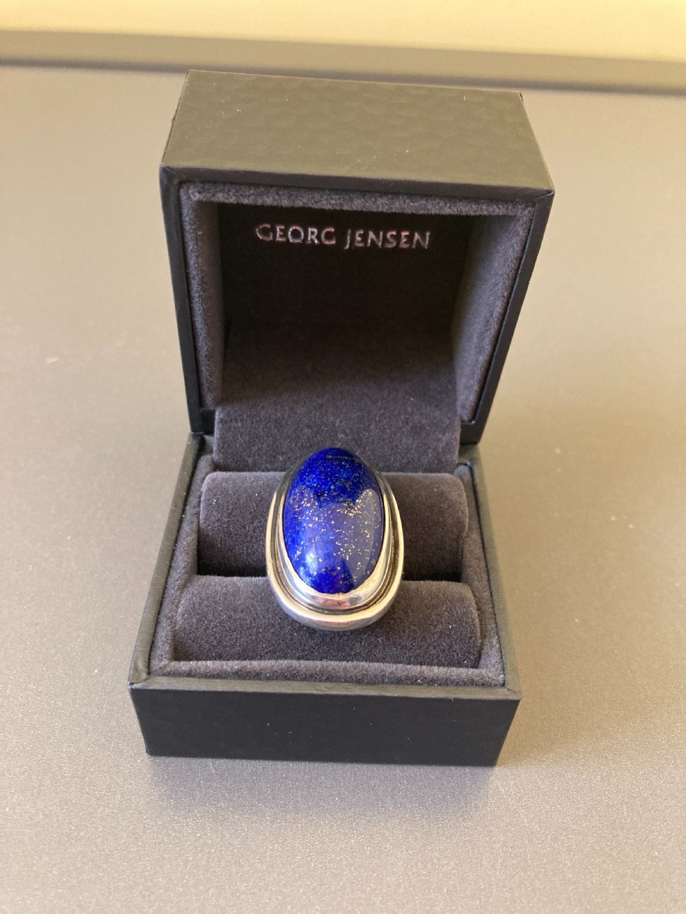 Georg Jensen Danish Silver Ring with Lapis Lazuli. No 46E.  View II