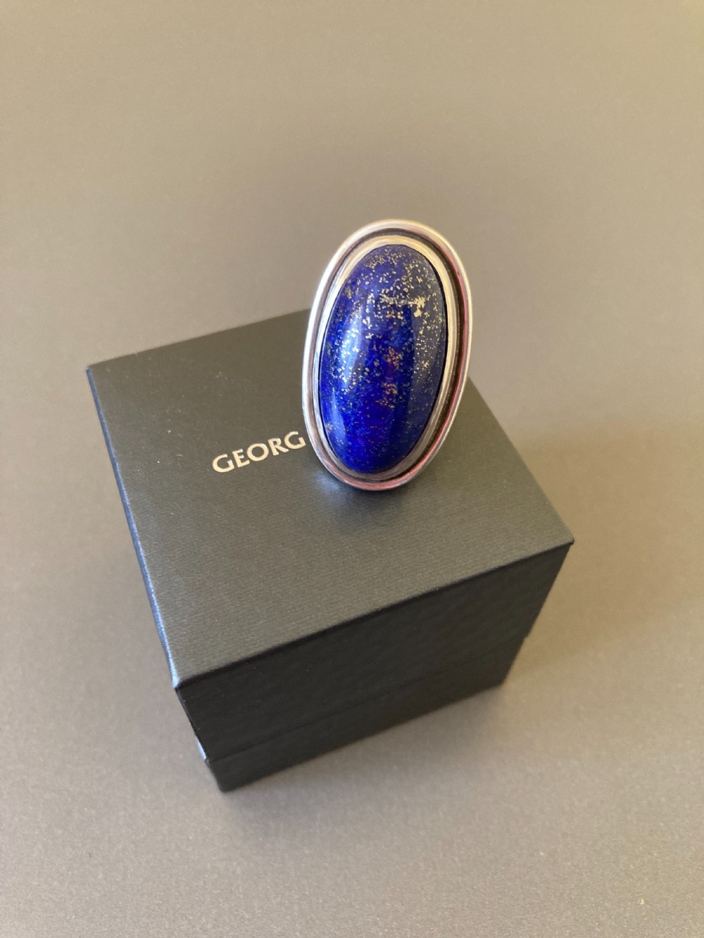 Georg Jensen Danish Silver Ring with Lapis Lazuli. No 46E.  View V