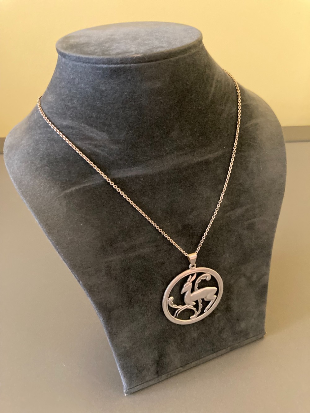 Danish Silver Pendant with Dear. 1940s. View IV