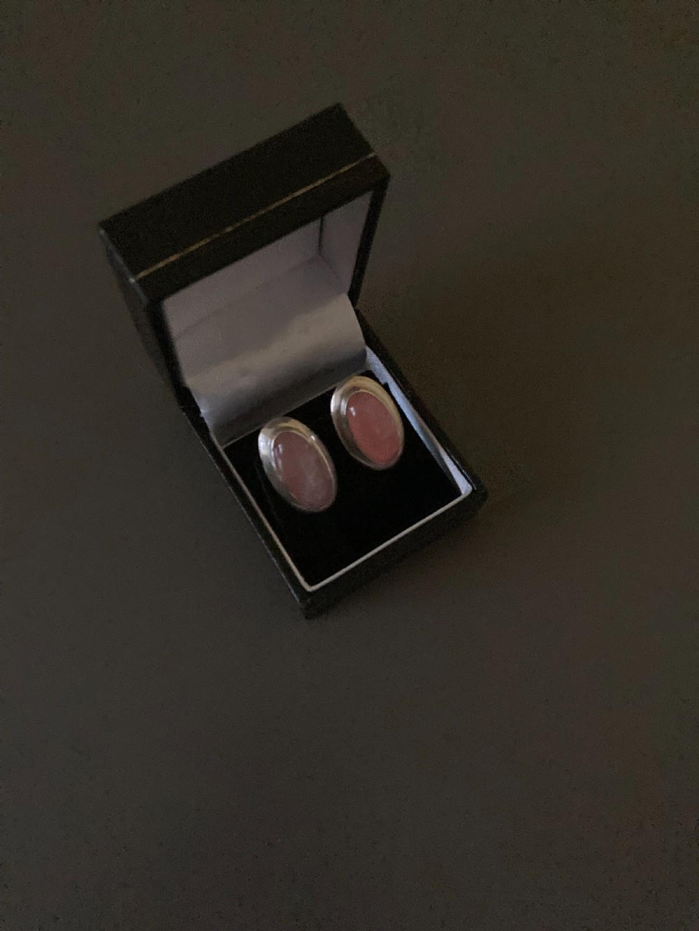 Danish Silver Ear Clips with Rose Quartz. By N E From. 1960s