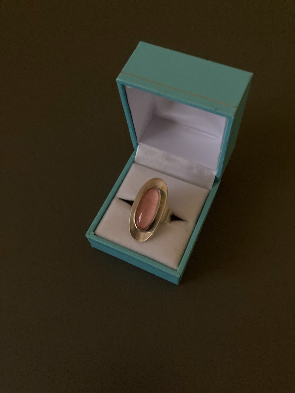 Danish Silver and Rose Quartz Ring. By N E From. 1960s.