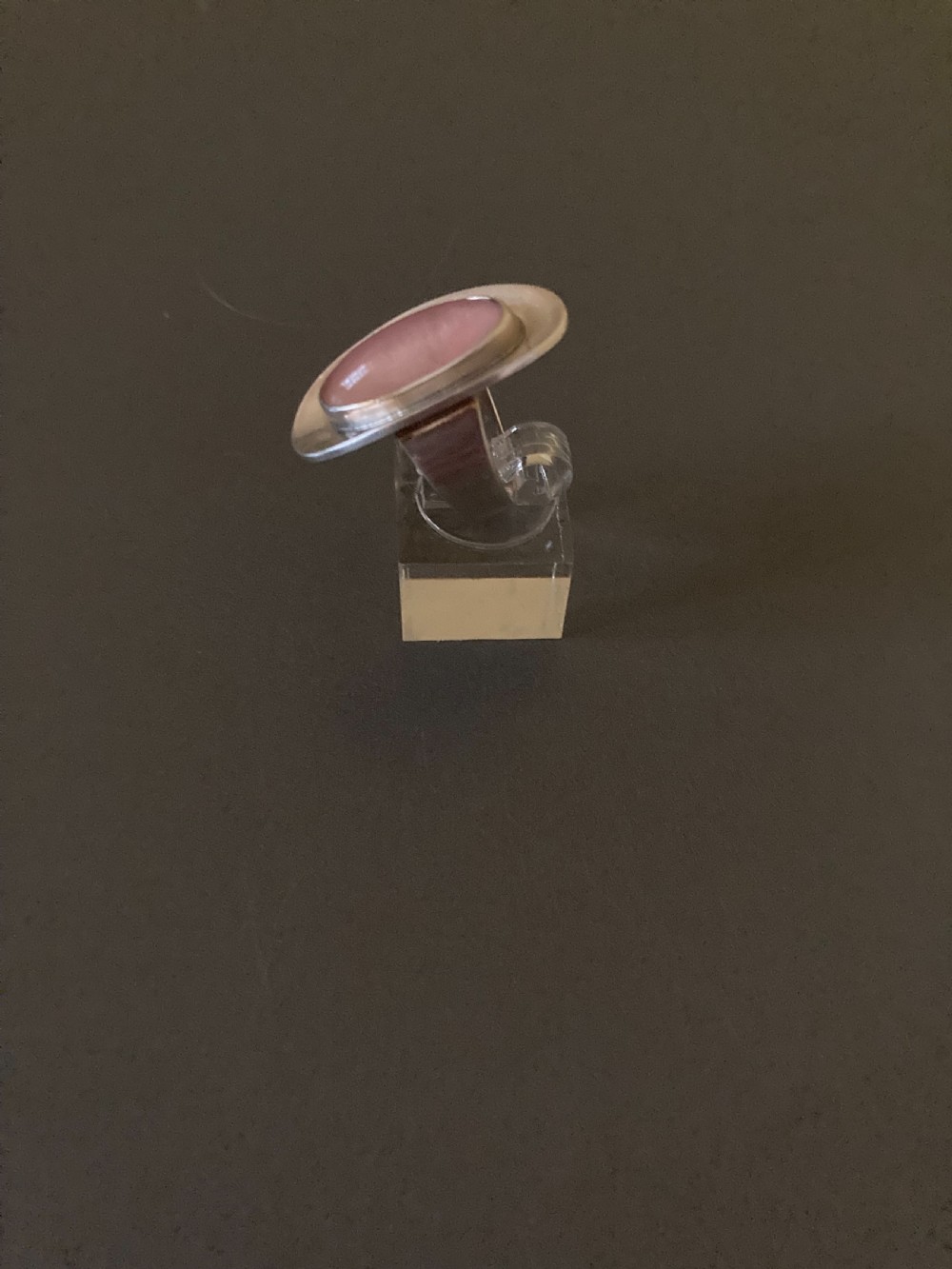 Danish Silver and Rose Quartz Ring. By N E From. 1960s. View III