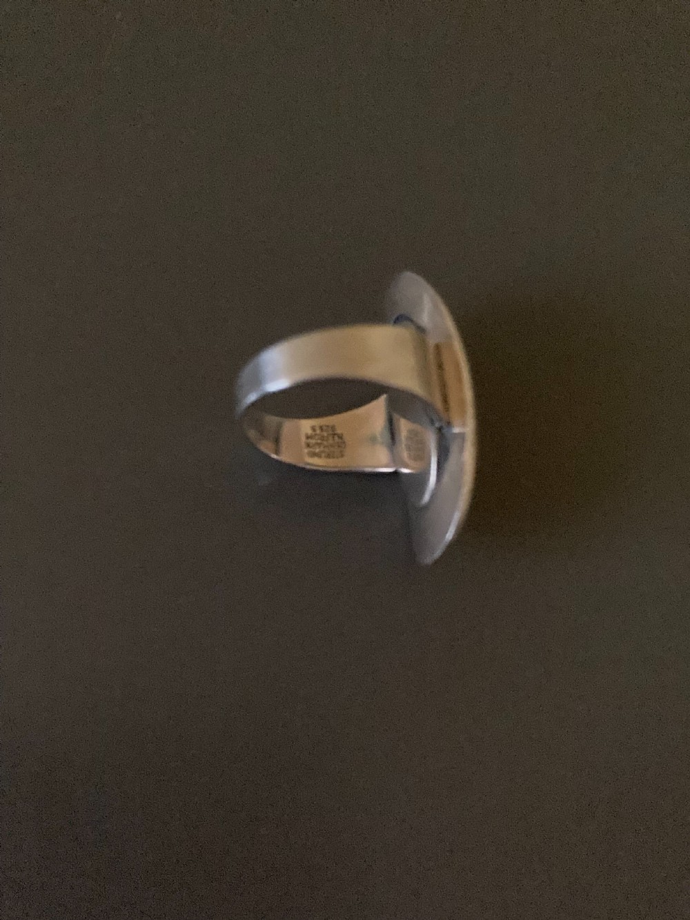 Danish Silver and Rose Quartz Ring. By N E From. 1960s. View V