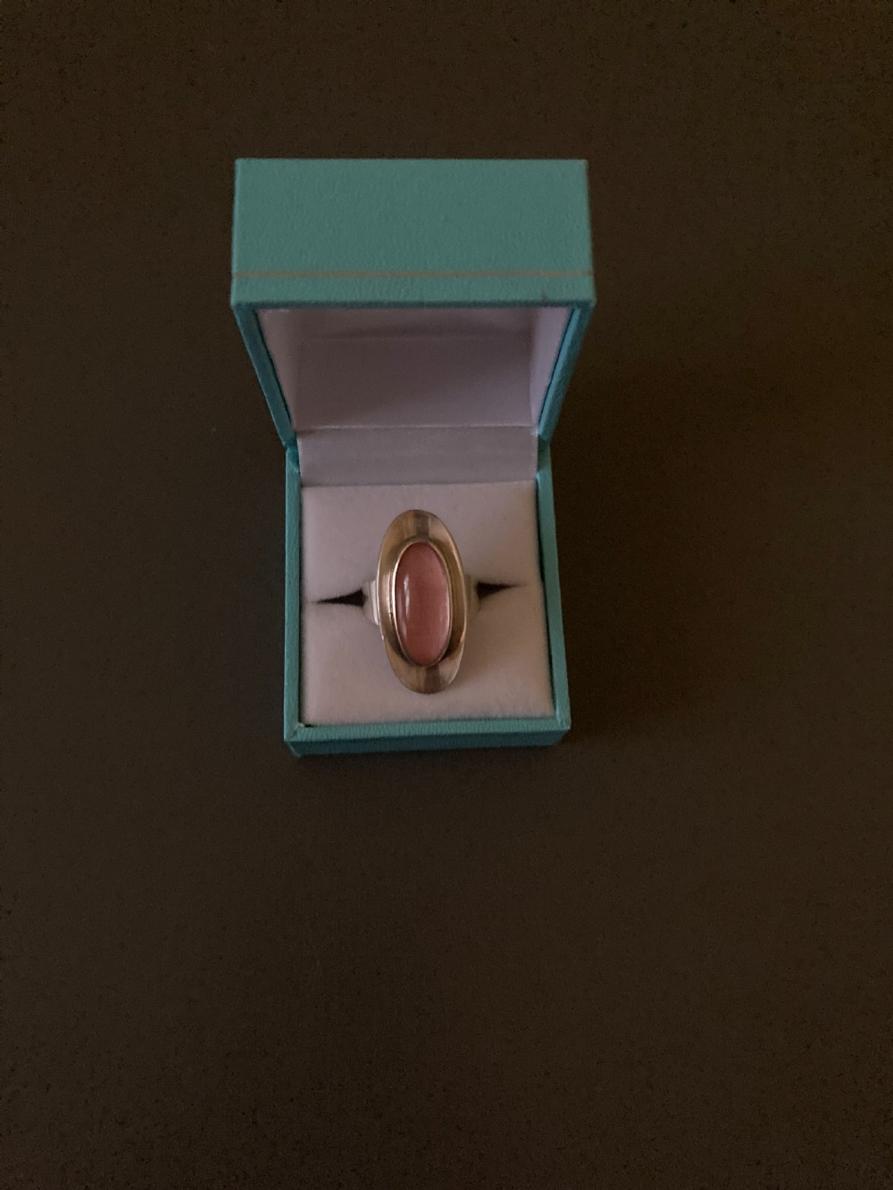 Danish Silver and Rose Quartz Ring. By N E From. 1960s. View VI