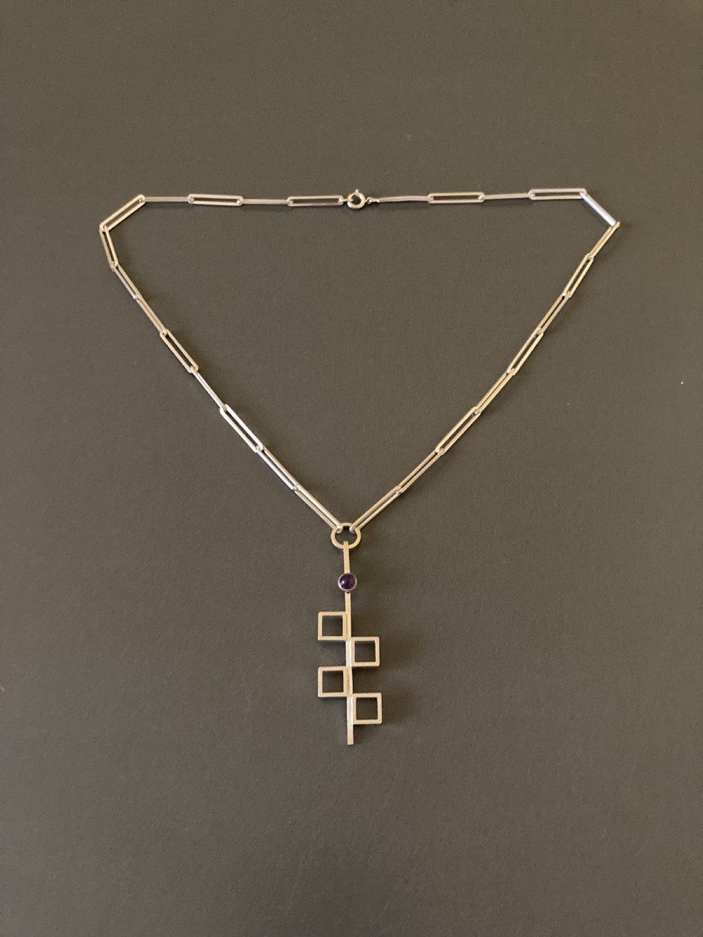 Danish Silver Necklace with Pendant. By N E From.
