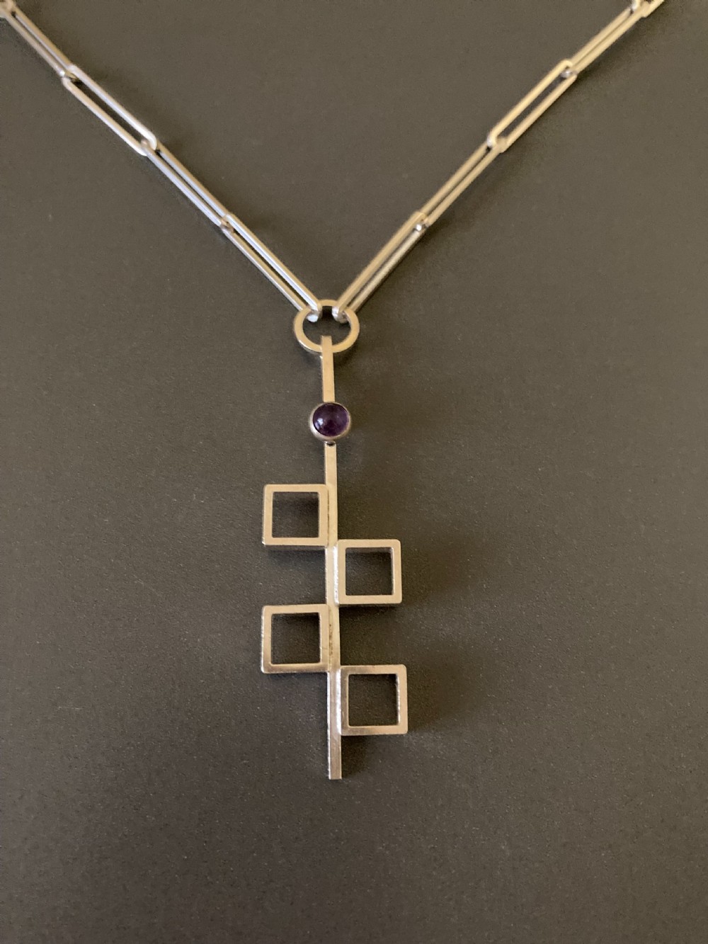 Danish Silver Necklace with Pendant. By N E From. View II
