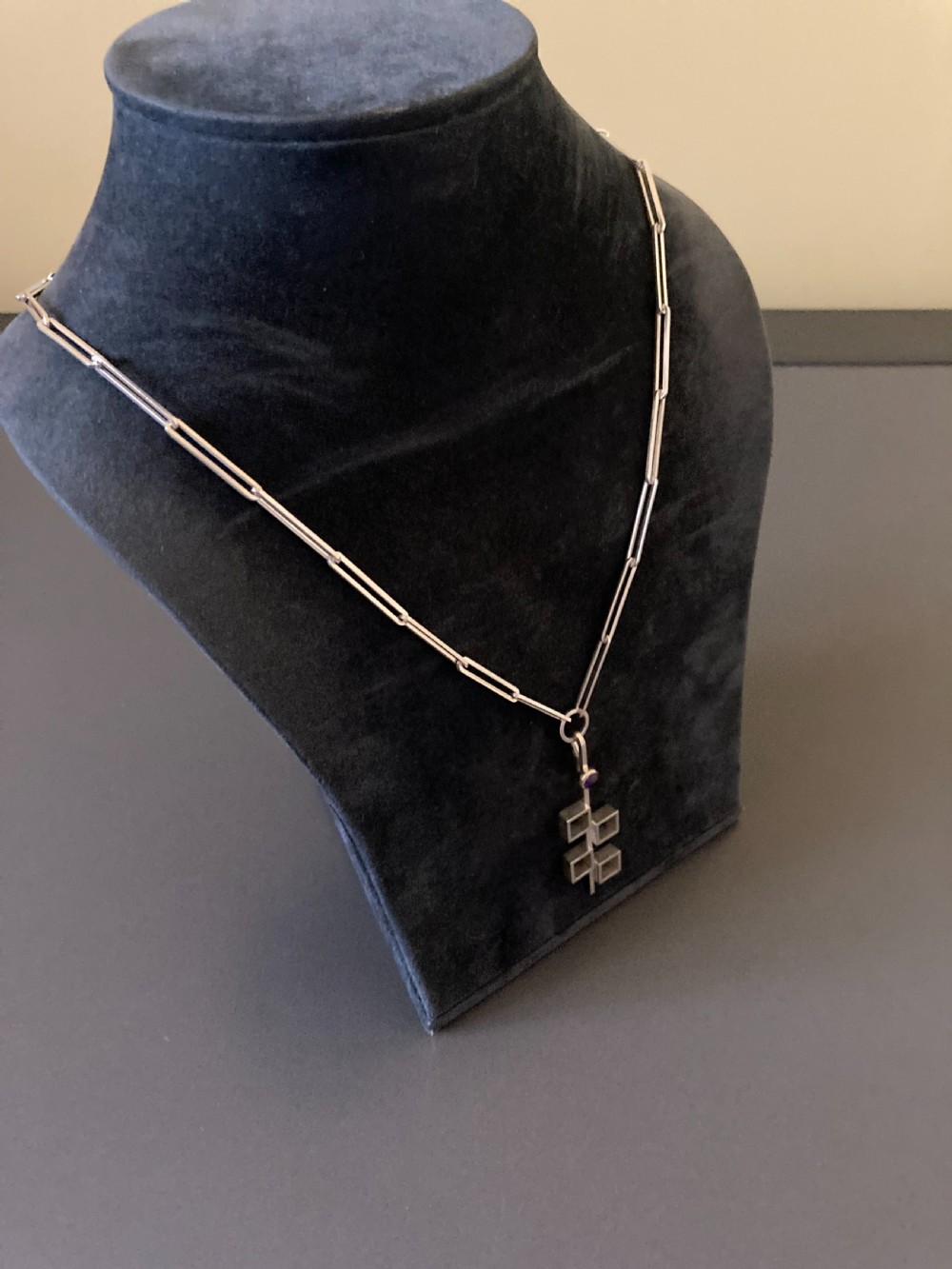 Danish Silver Necklace with Pendant. By N E From. View III