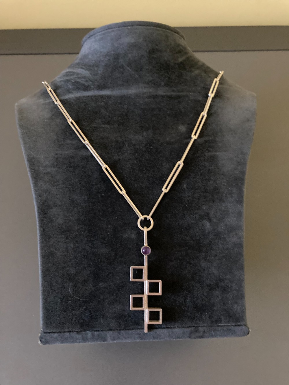 Danish Silver Necklace with Pendant. By N E From. View IV