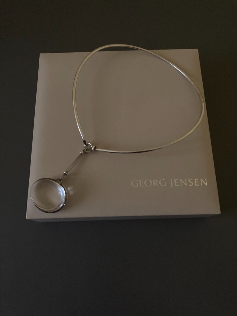 Georg Jensen Danish Silver Torque with Rock Crystal Pendant. By Vivianna Torun Bulow Hube. View VI