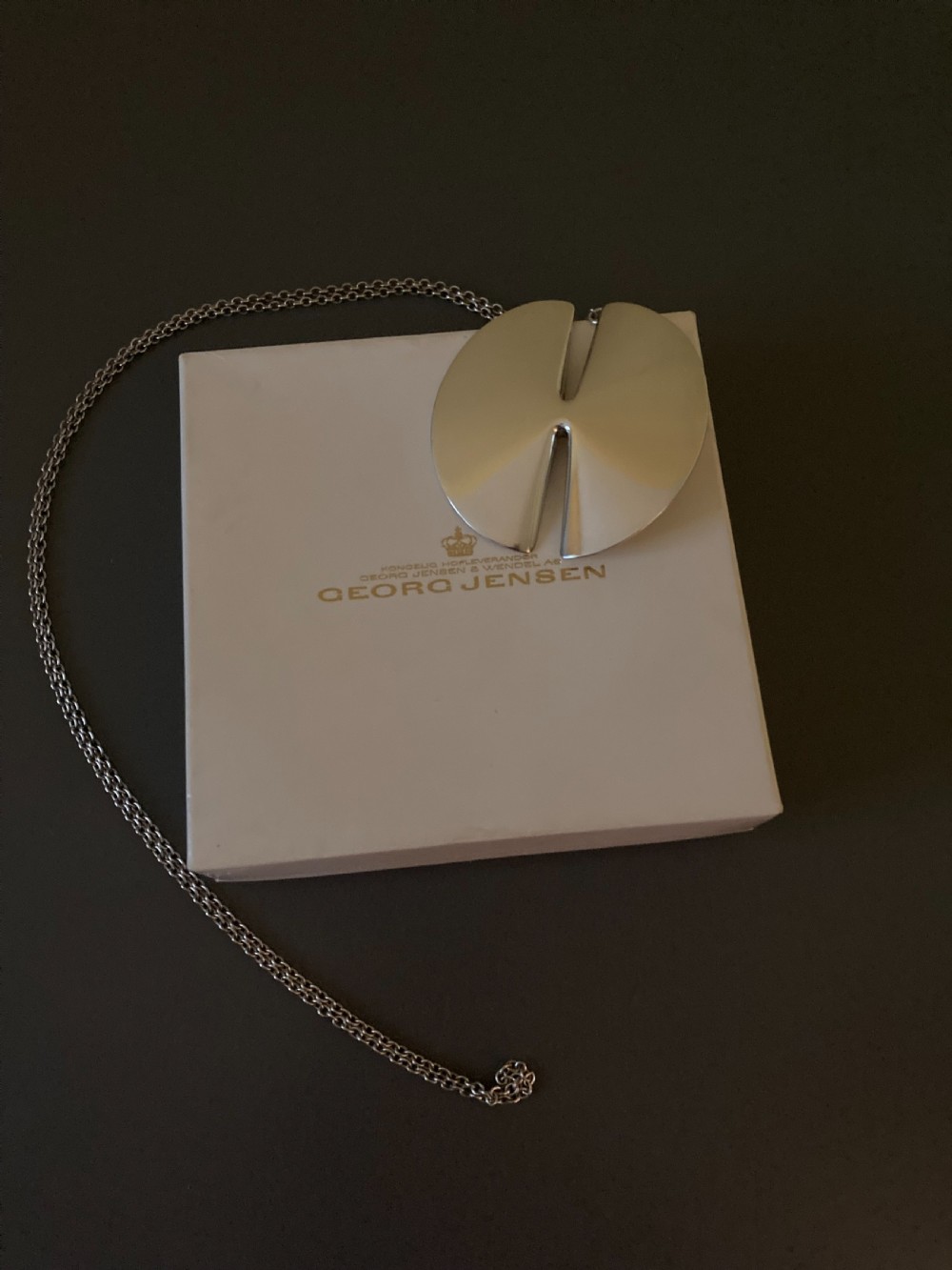 Georg Jensen Danish Silver Pendant on Chain. By Nanna Ditzel. View IV