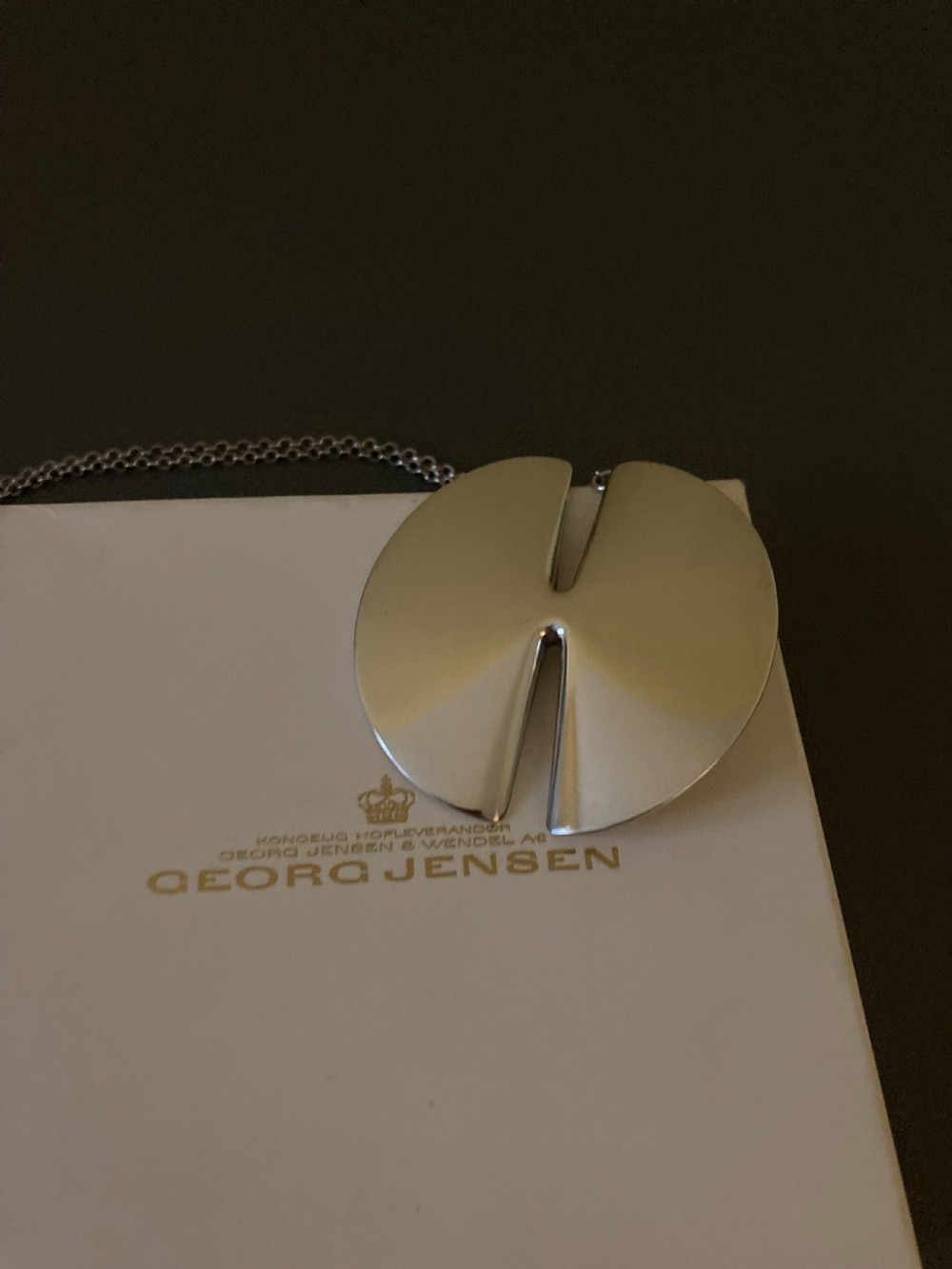Georg Jensen Danish Silver Pendant on Chain. By Nanna Ditzel. View V