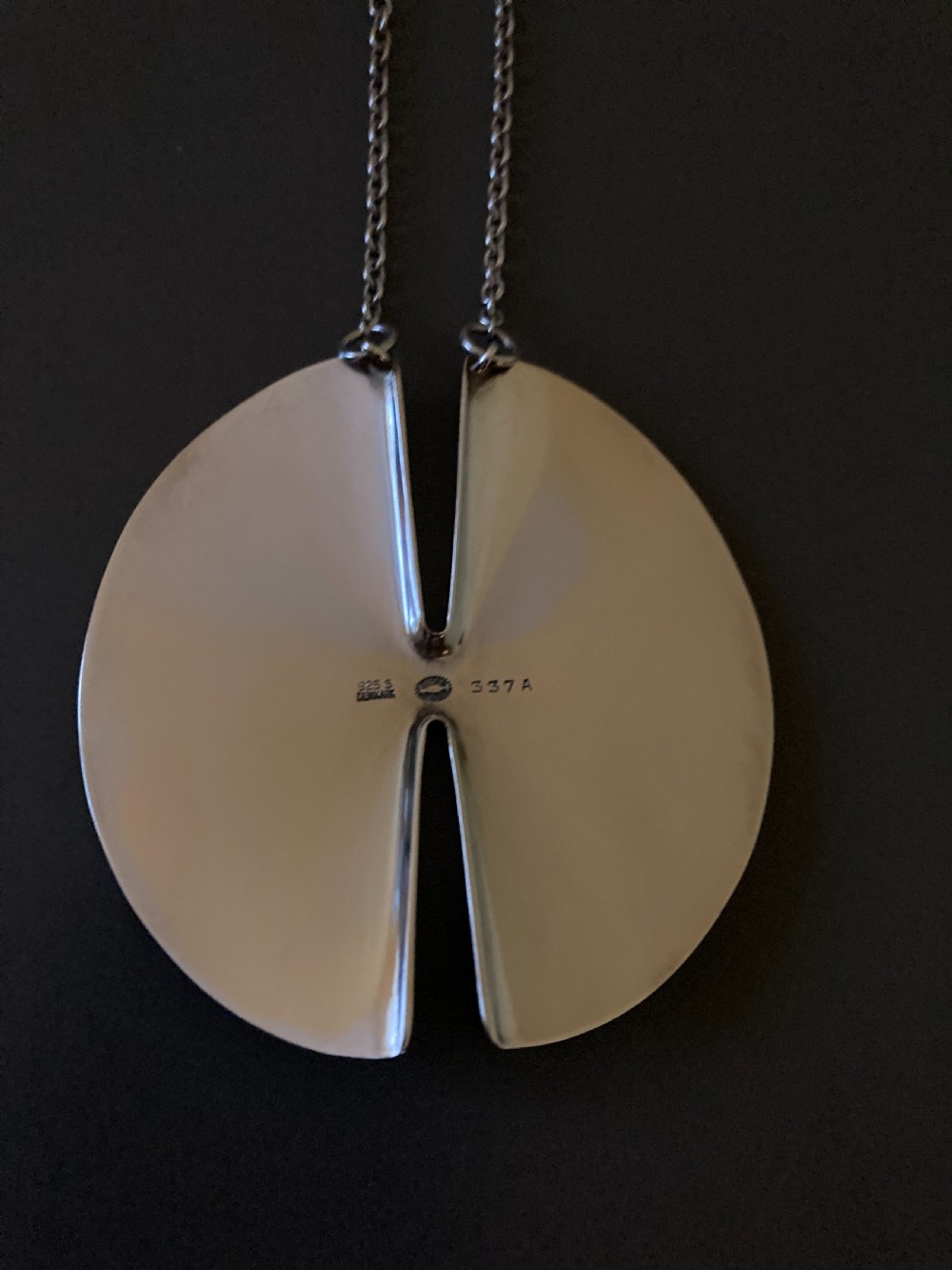 Georg Jensen Danish Silver Pendant on Chain. By Nanna Ditzel. View VI