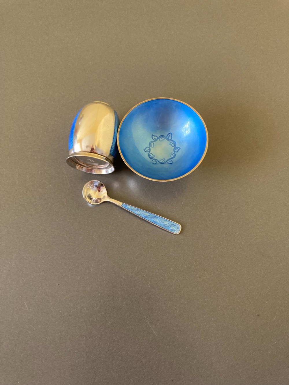 Danish Silver and Enamel Cruet Set. By Volmer Bahner. View IV