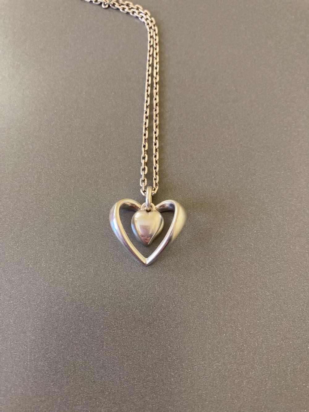 Georg Jensen Danish Silver Heart Pendant. View III