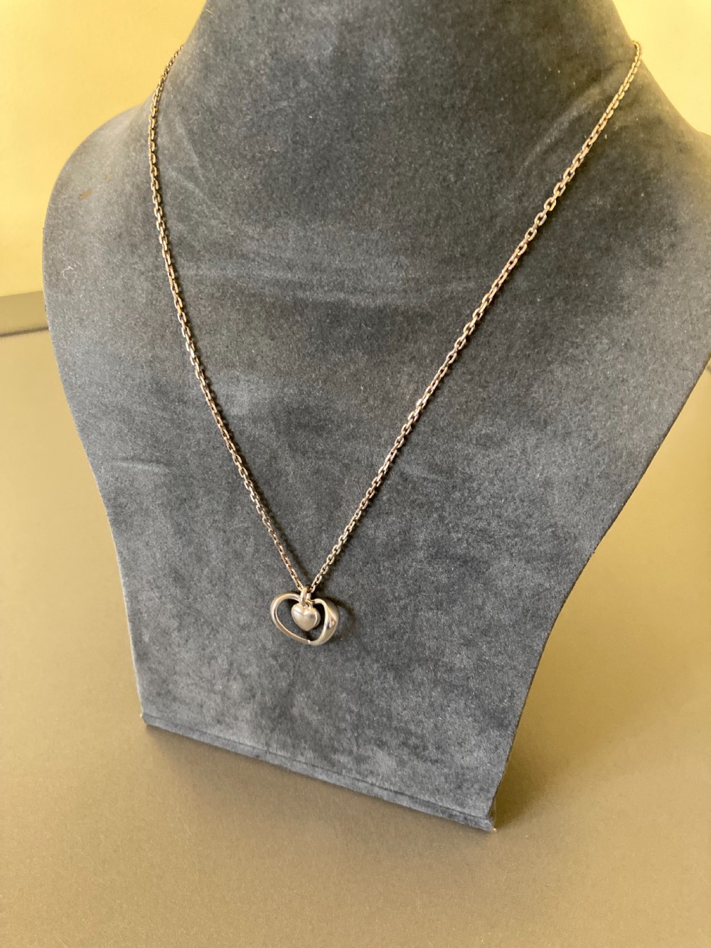 Georg Jensen Danish Silver Heart Pendant. View IV