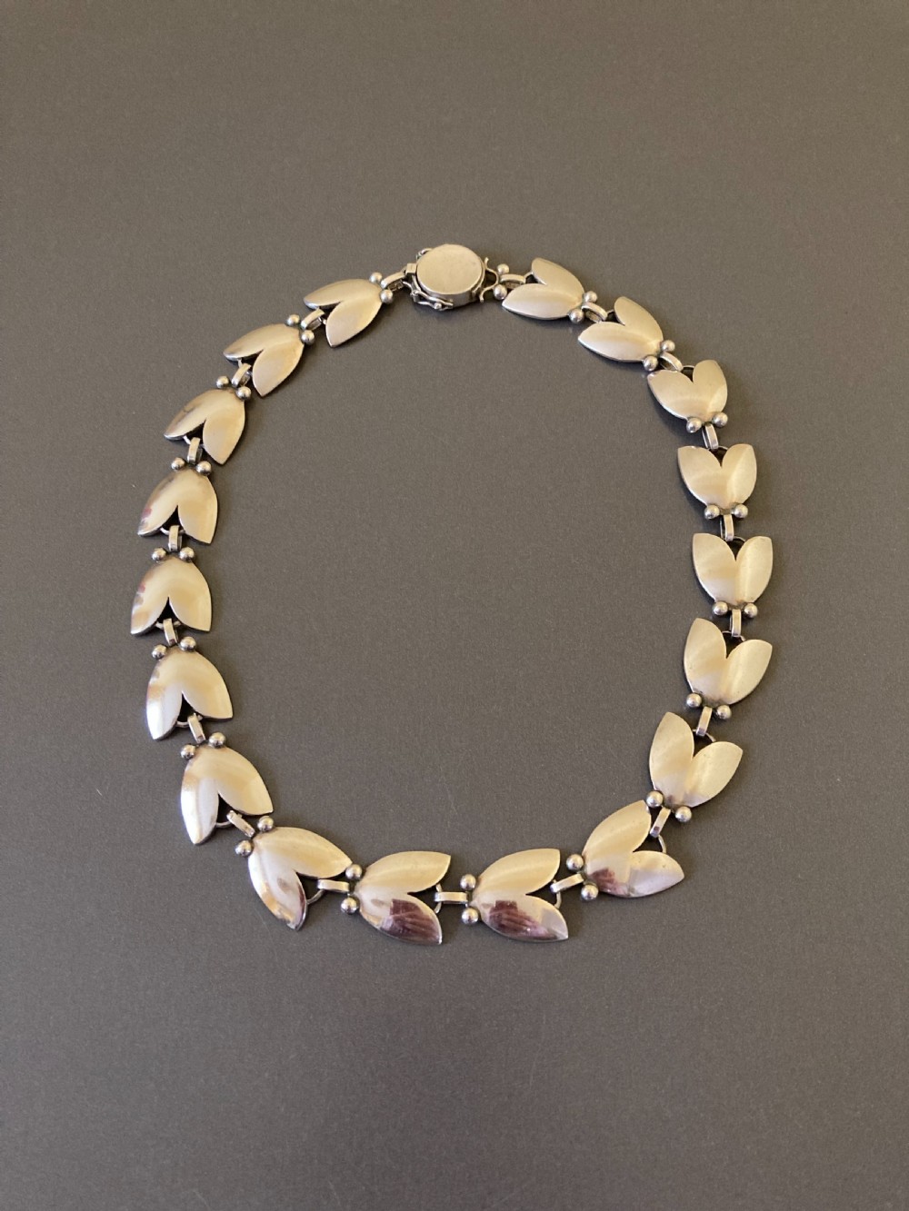 Georg Jensen Danish Silver Necklace. No 66. With matching earrings.