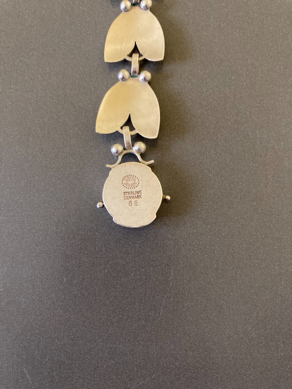 Georg Jensen Danish Silver Necklace. No 66. With matching earrings. View V