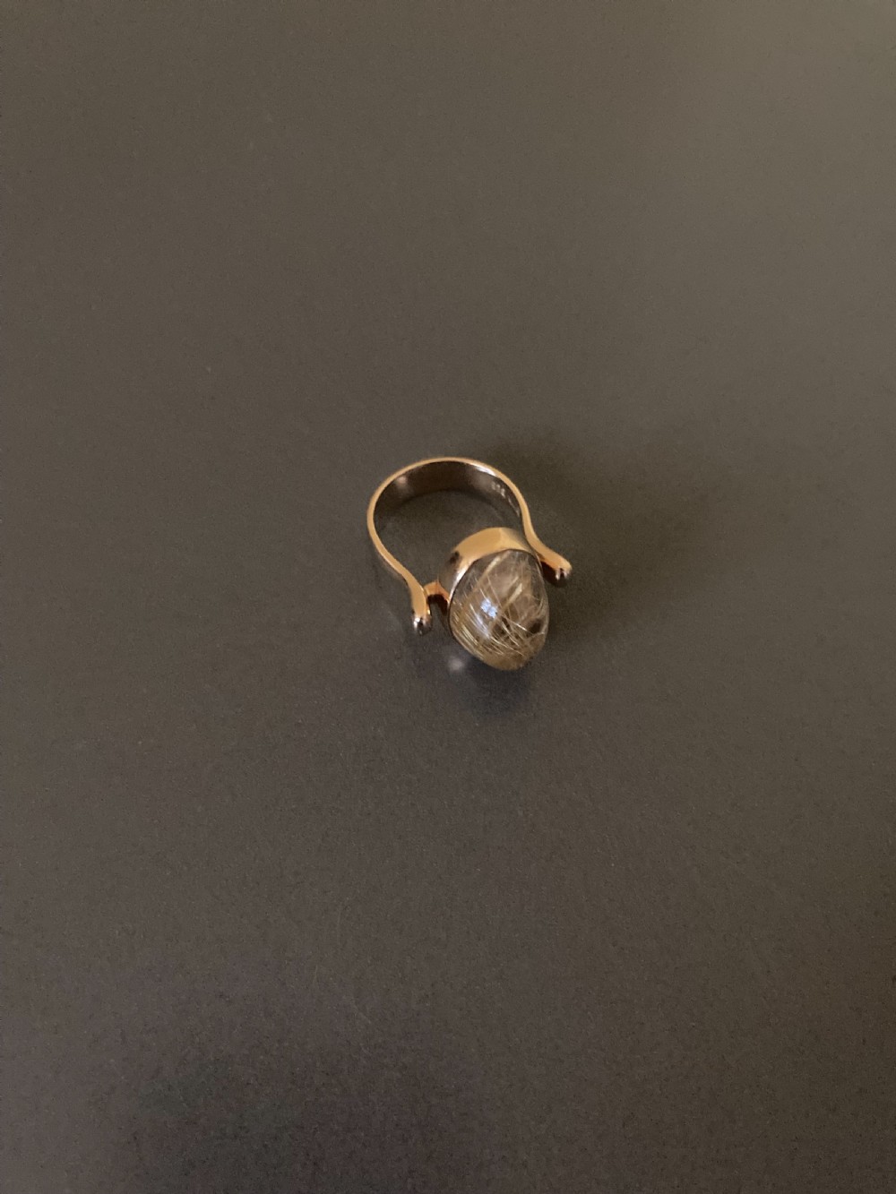 Bent Gabrielsen Pedersen 14ct gold ring with rutilated quartz. View VI