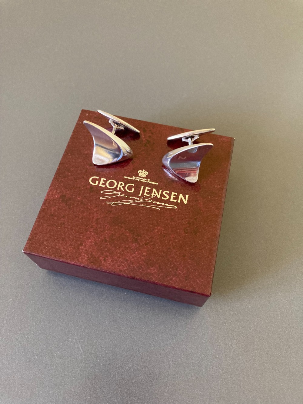 Georg Jensen Danish Silver Cuff Links. By Henning Koppel. View II