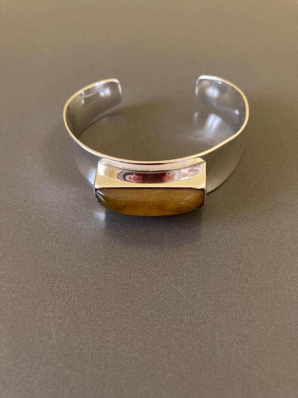 Danish Silver Bangle with Amber. 1960s. View II