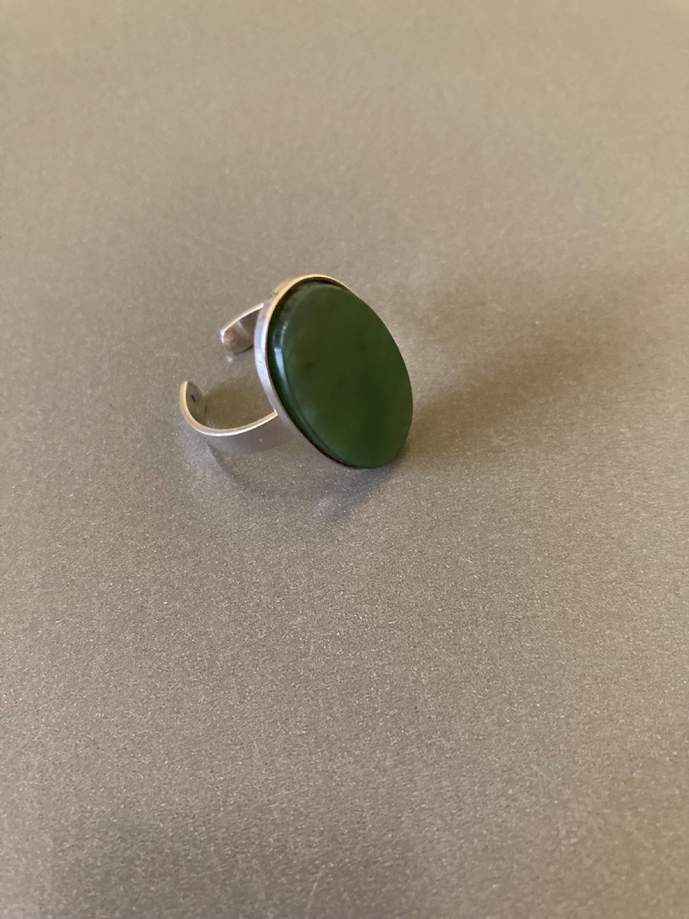 Swedish Silver Ring with Nephrite. 1960s. View II