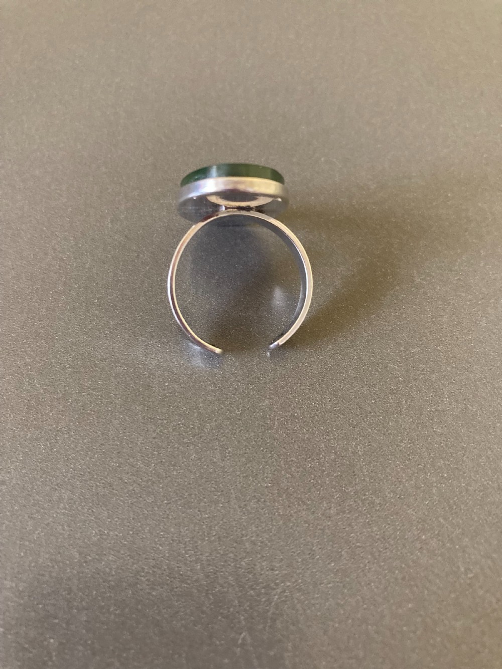 Swedish Silver Ring with Nephrite. 1960s. View III