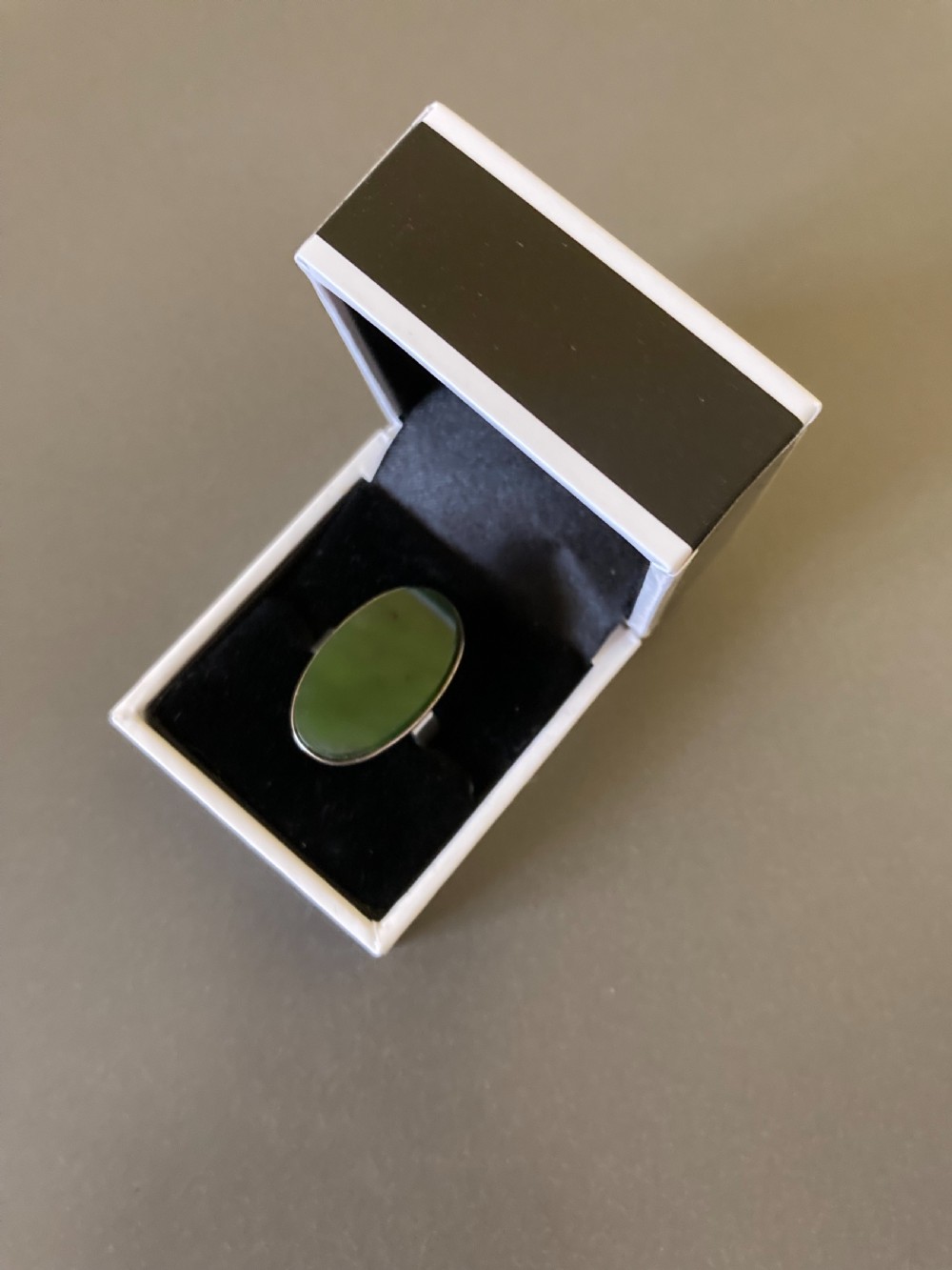 Swedish Silver Ring with Nephrite. 1960s. View V