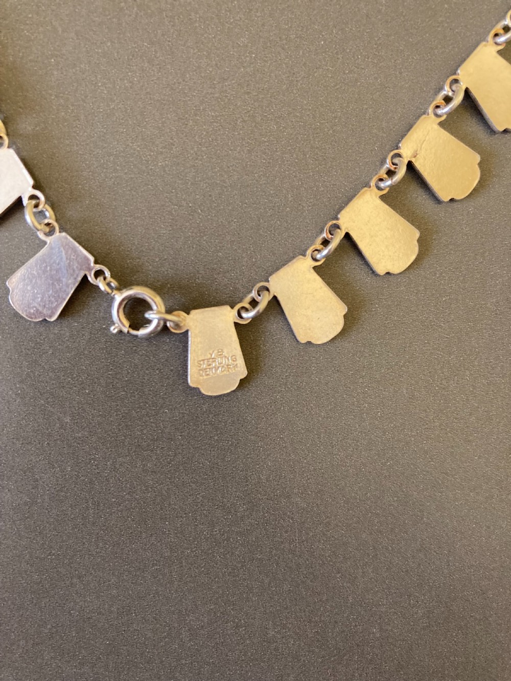 Danish Silver and Enamel Necklace. 1960s. View V