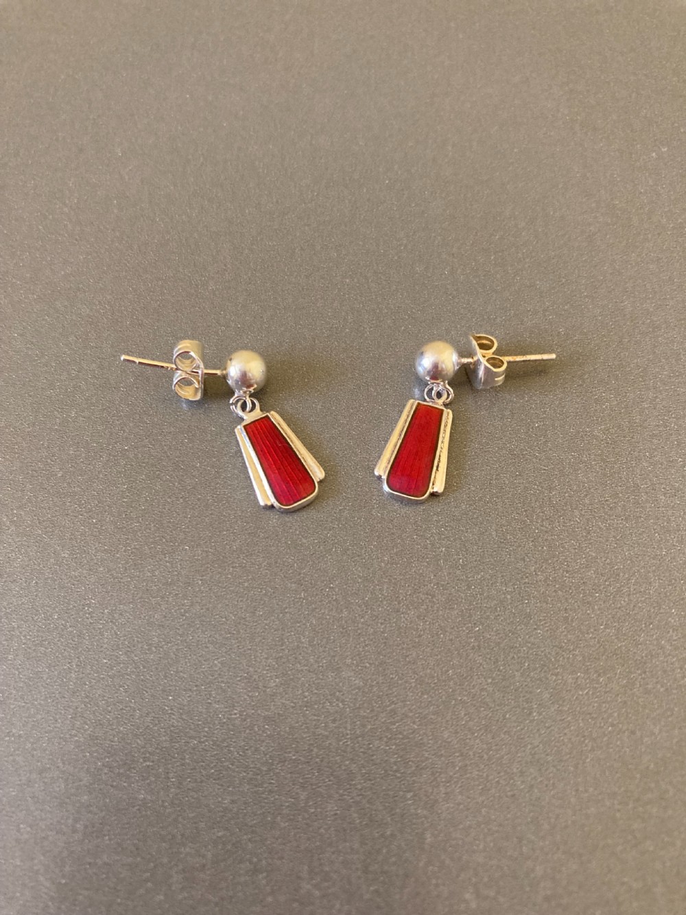 Danish Silver and Enamel Earrings. 1960s. View II