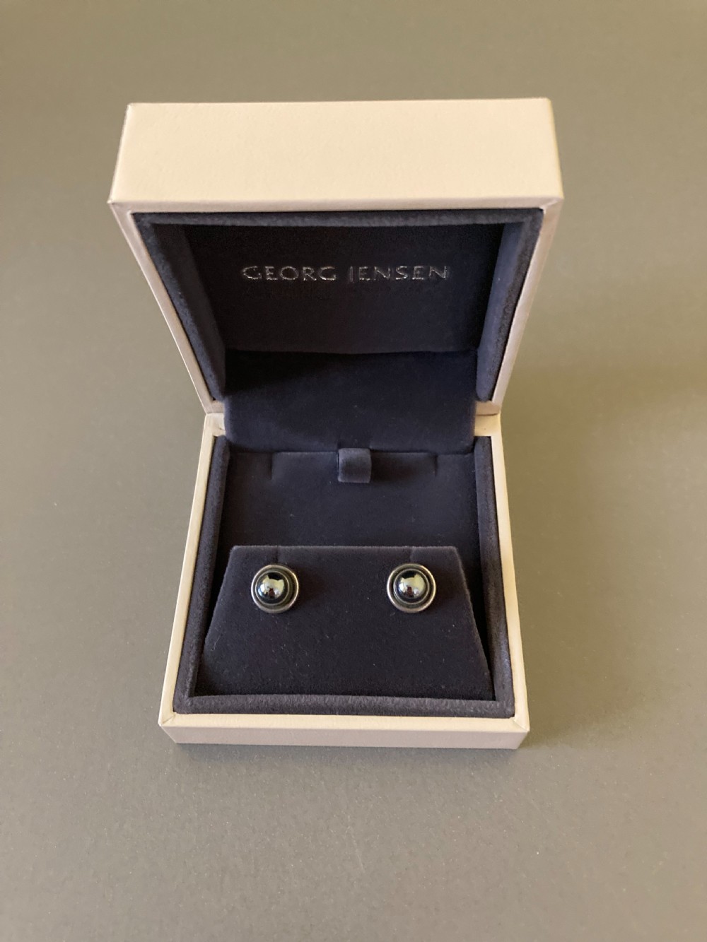 Georg Jensen Danish Silver Earrings With Hematite. No 8. View II
