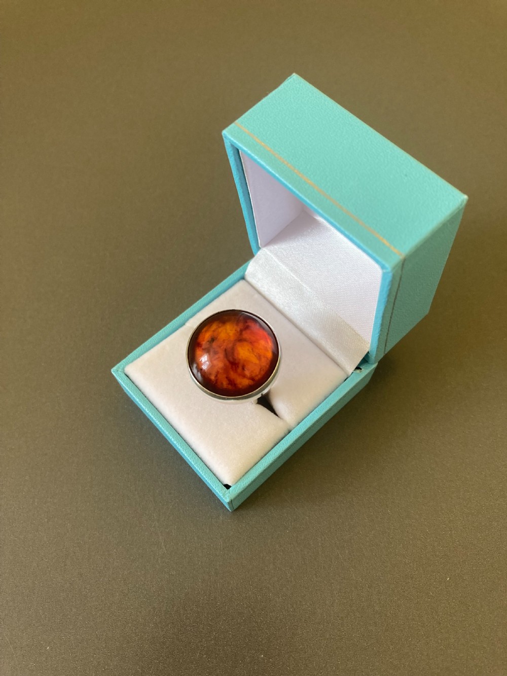 Danish Silver and Amber Ring. By N. E. From.
