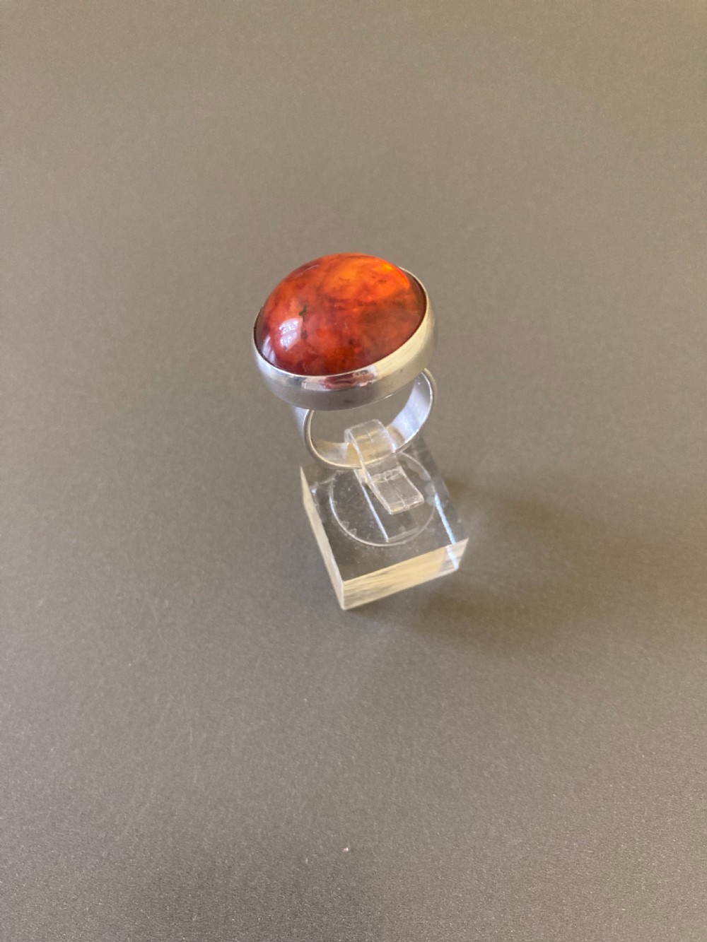 Danish Silver and Amber Ring. By N. E. From. View III