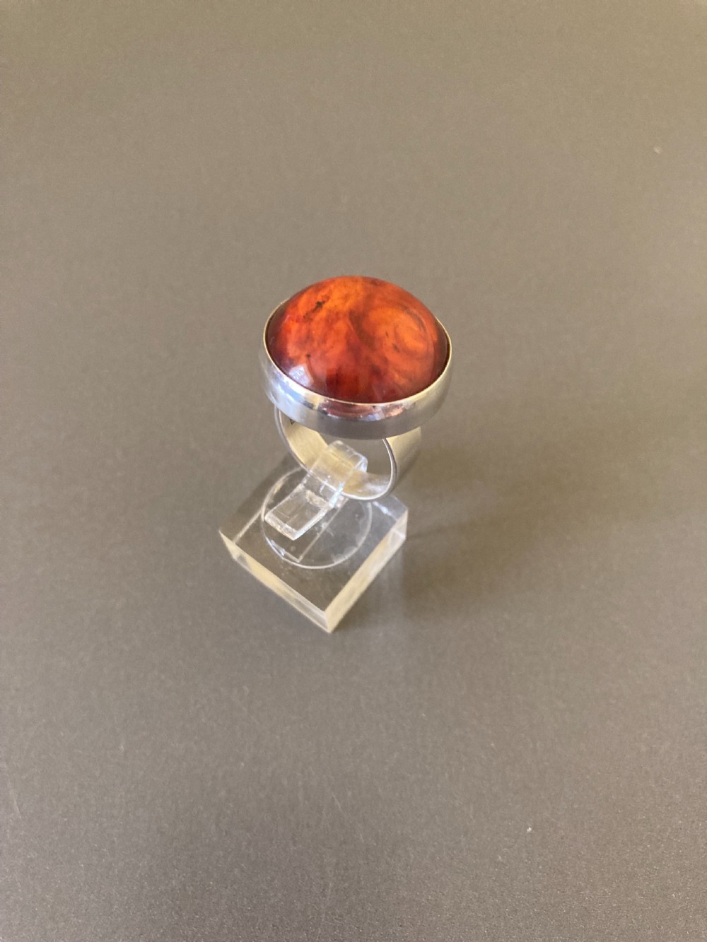 Danish Silver and Amber Ring. By N. E. From. View IV