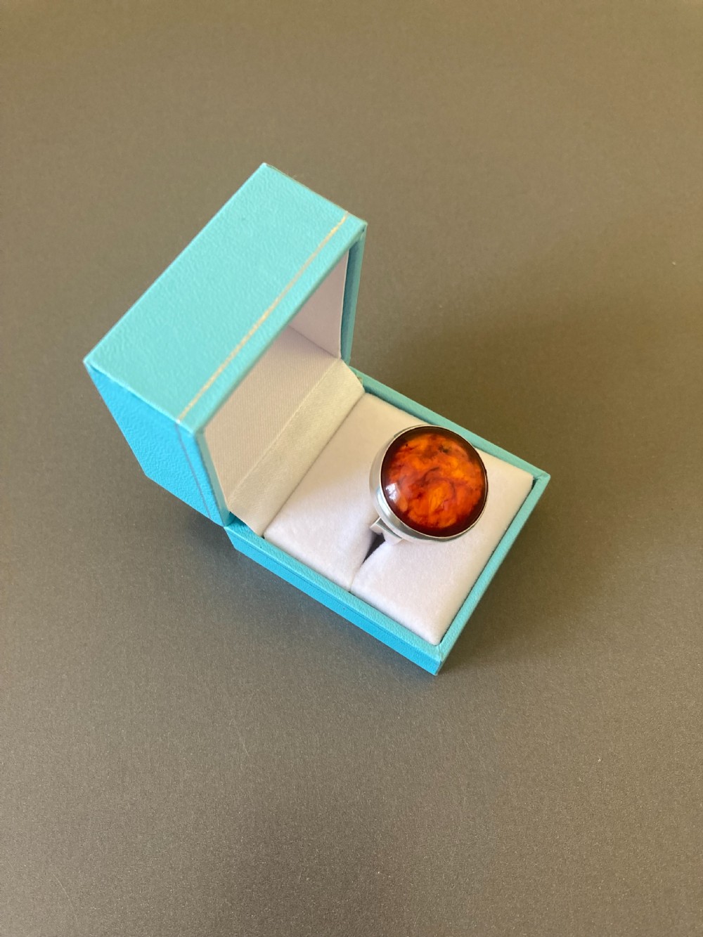 Danish Silver and Amber Ring. By N. E. From. View VI