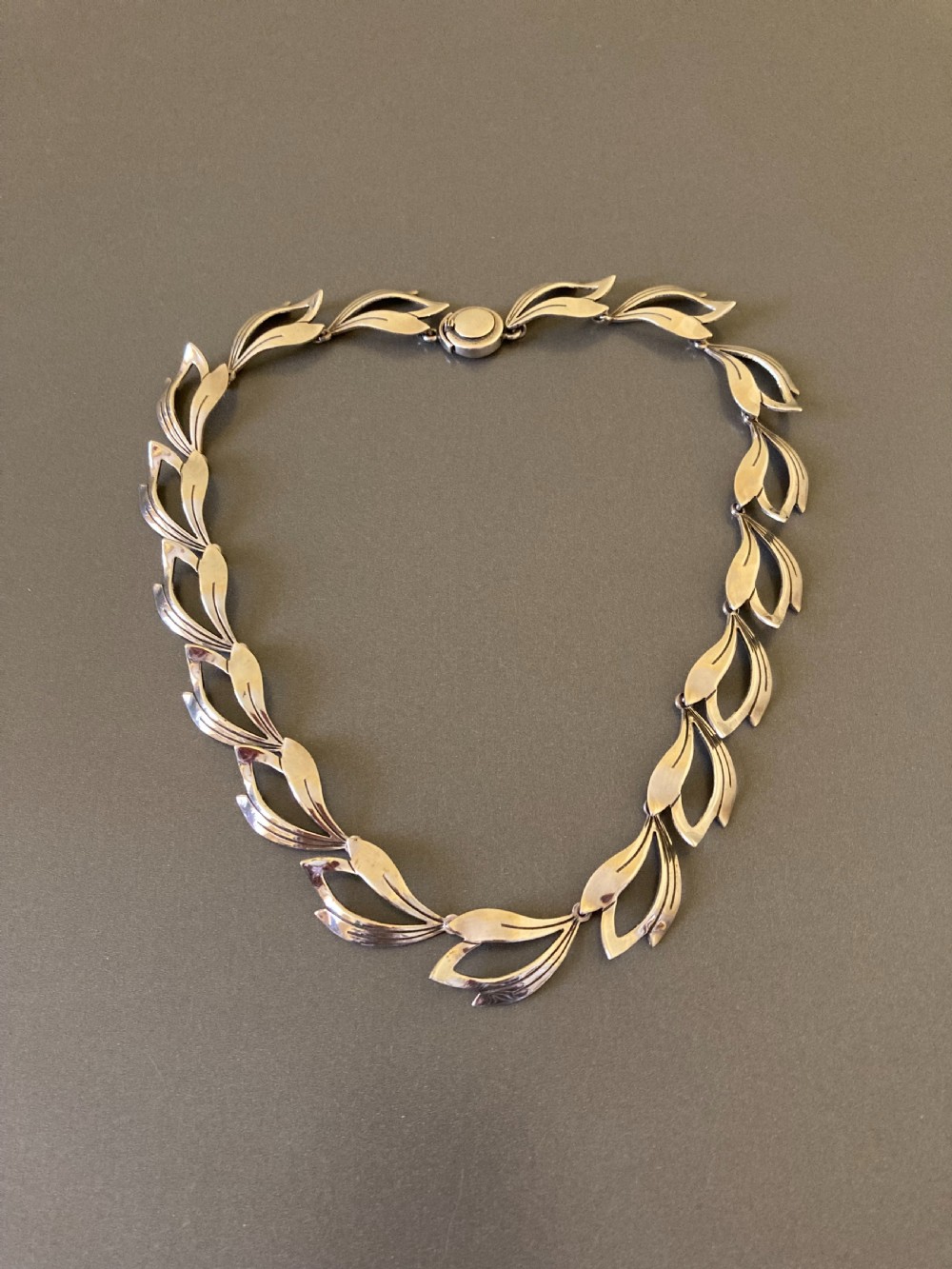 Danish Silver Necklace 1960s. By N E From.