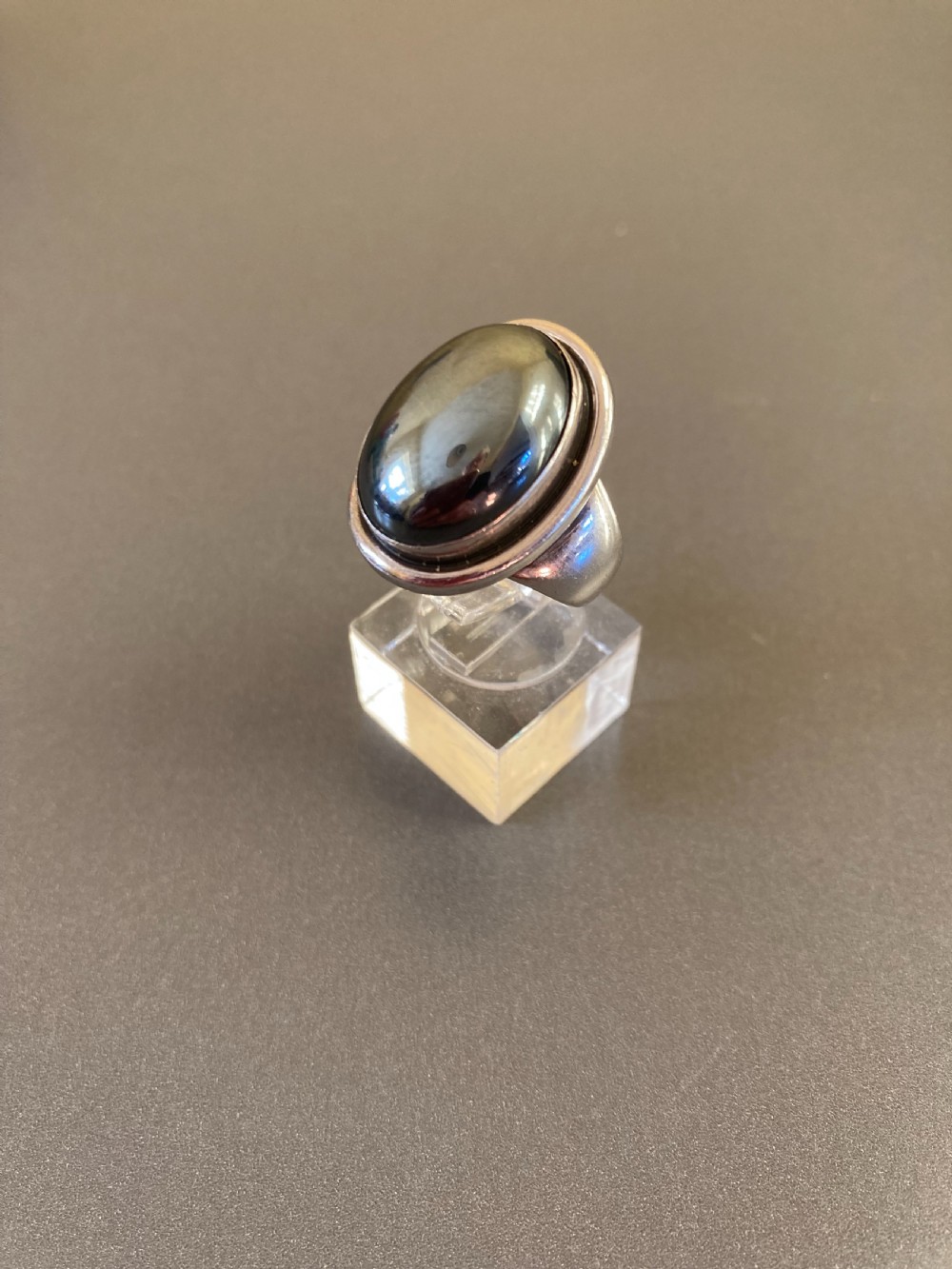 Georg Jensen Danish Silver Ring with Hematite. 1950s.