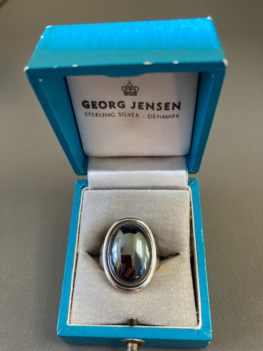 Georg Jensen Danish Silver Ring with Hematite. 1950s. View II