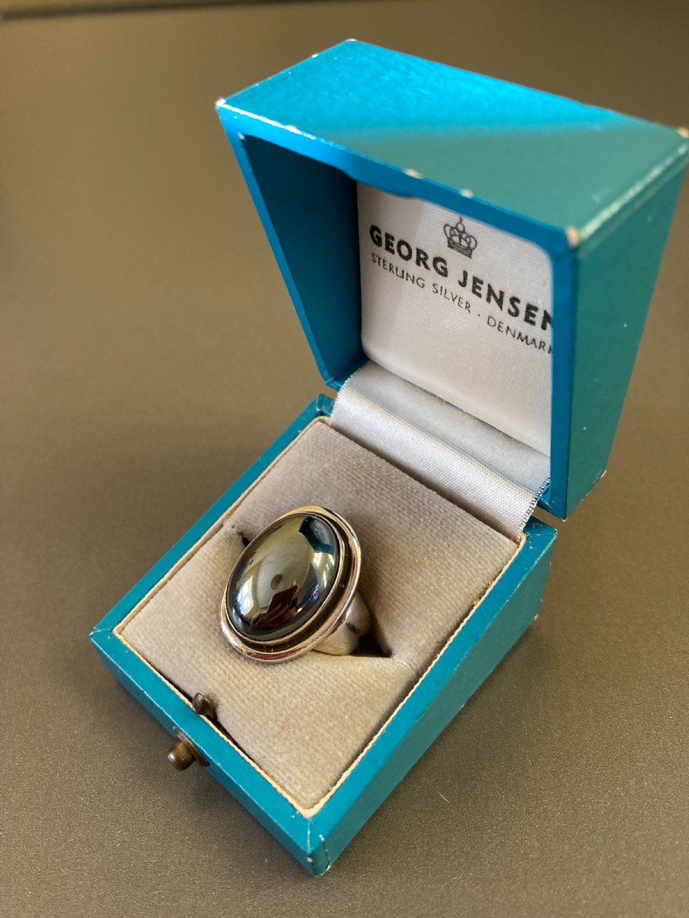 Georg Jensen Danish Silver Ring with Hematite. 1950s. View III
