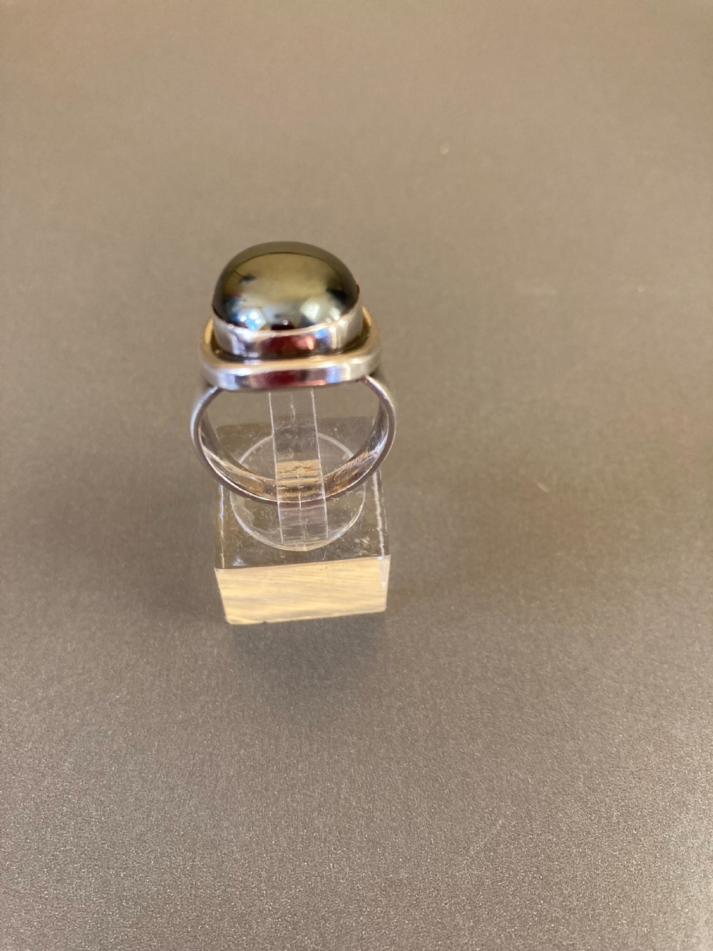 Georg Jensen Danish Silver Ring with Hematite. 1950s. View IV