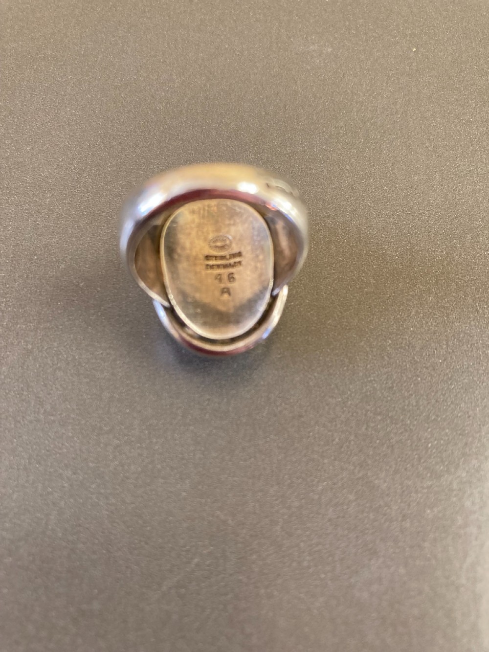 Georg Jensen Danish Silver Ring with Hematite. 1950s. View V