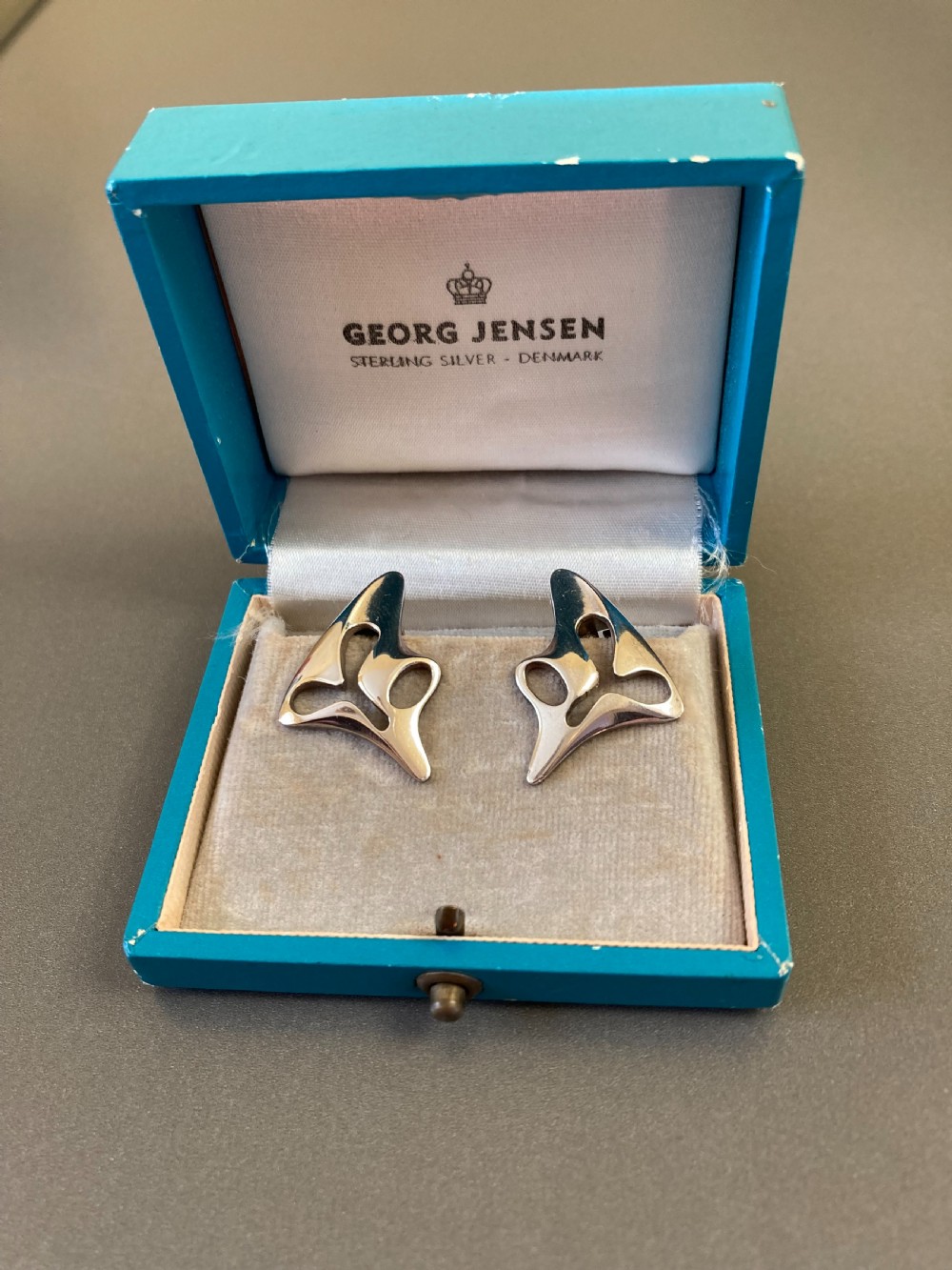 Georg Jensen Danish Silver Ear Clips. 1950s. View II