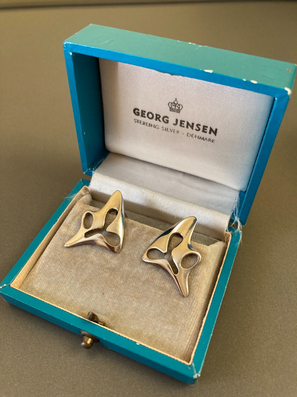 Georg Jensen Danish Silver Ear Clips. 1950s. View IV