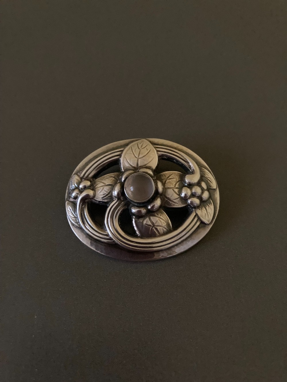 Georg Jensen Danish Silver Brooch with Moonstone.