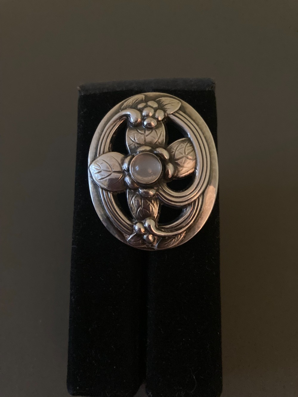 Georg Jensen Danish Silver Brooch with Moonstone. View II