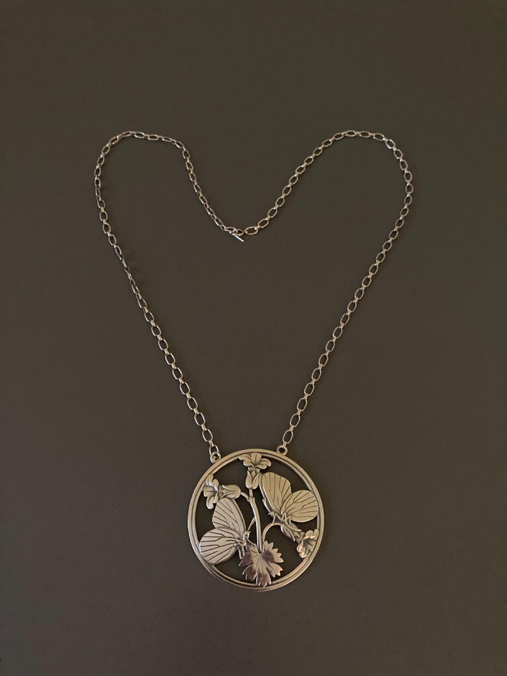 Georg Jensen Danish Silver Pendant with Butterflies.