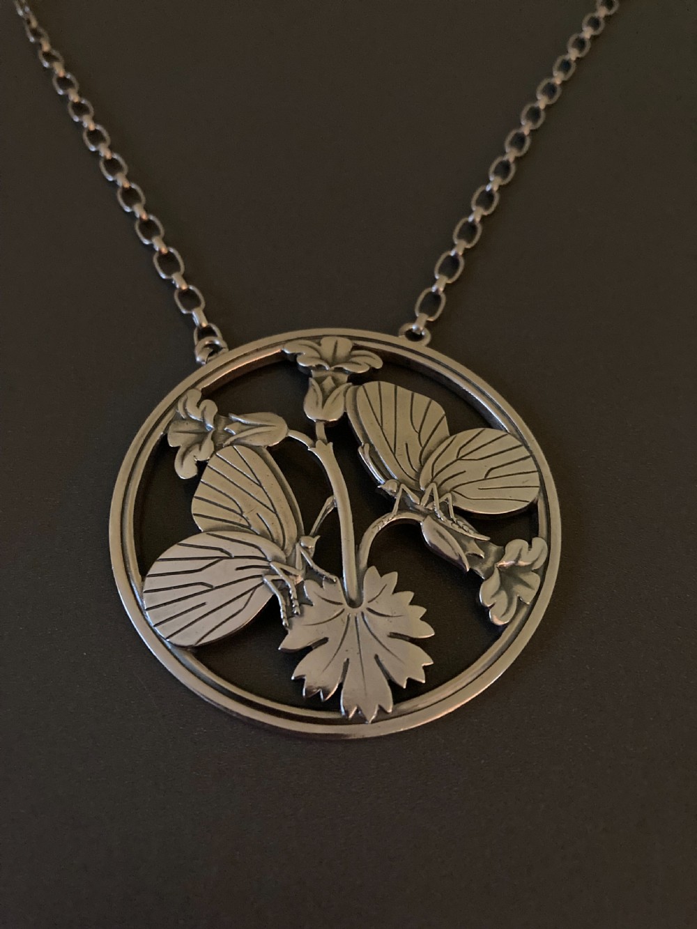Georg Jensen Danish Silver Pendant with Butterflies. View II